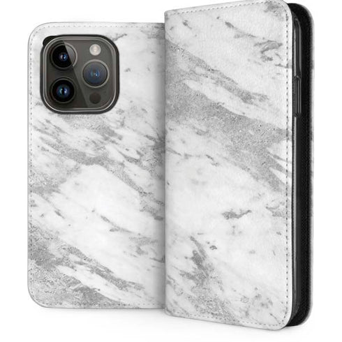 Silver Marble iPhone 15 Pro Folio Case